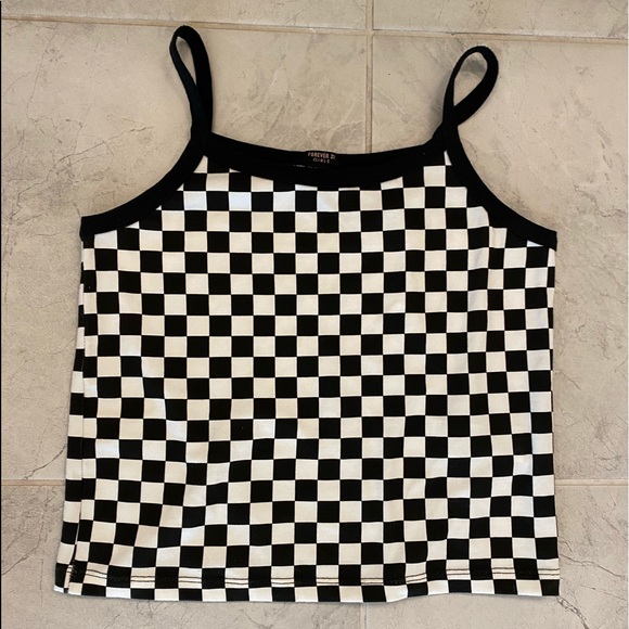 Crop Fitted Checkered Top - Picture 1 of 2